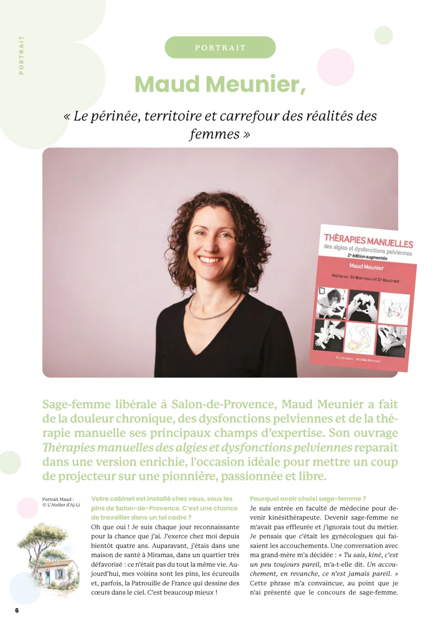 Première page du portrait de Maud Meunier dans le magazine Profession Sage-Femme
